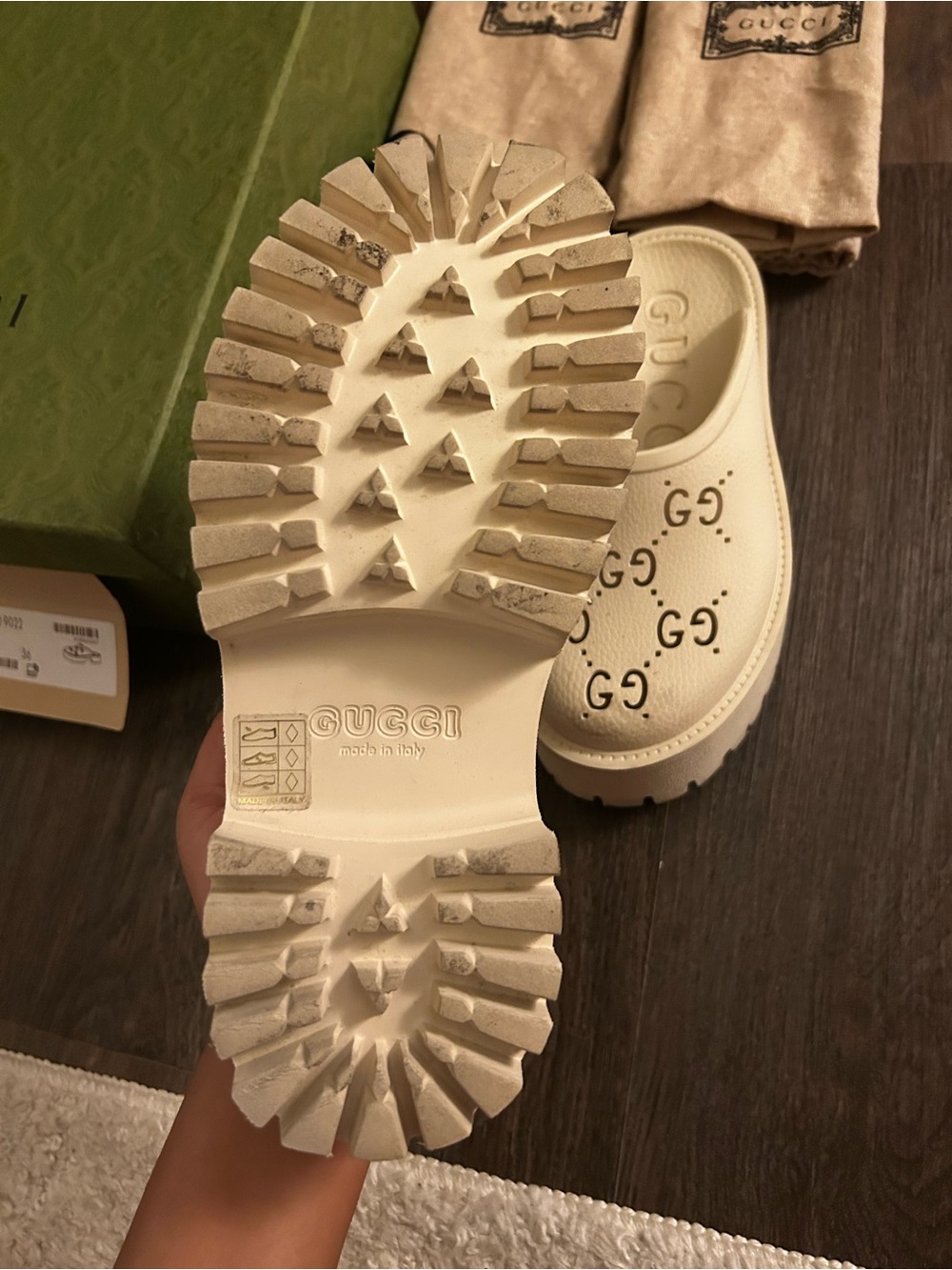 Gucci Cream Double-G Platform Clog - Picture 3 of 6